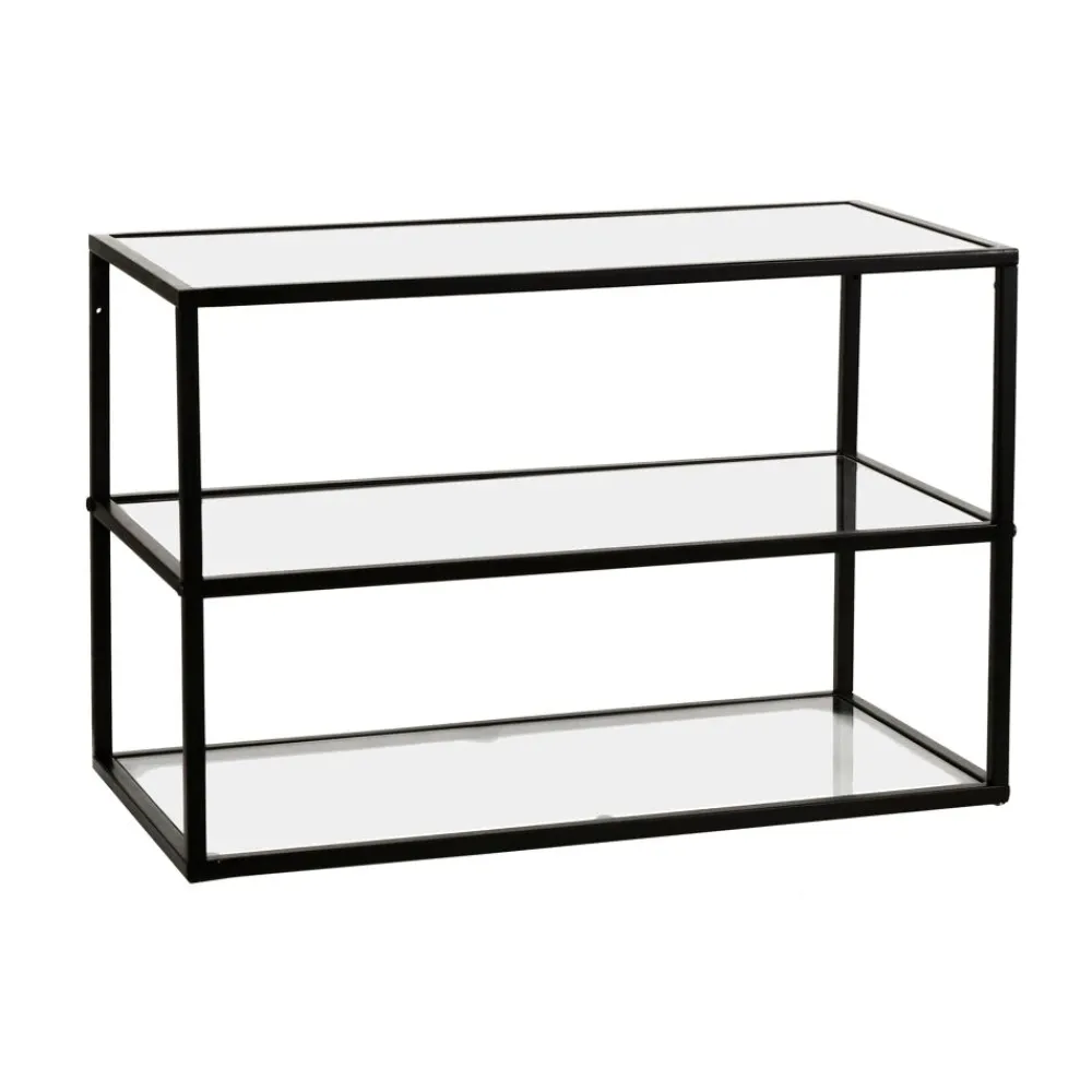 Pomax Étagères Murales | Étagères-ESZENTIAL - étagère - métal / verre - L 60 x W 30 x H 40 cm - noir