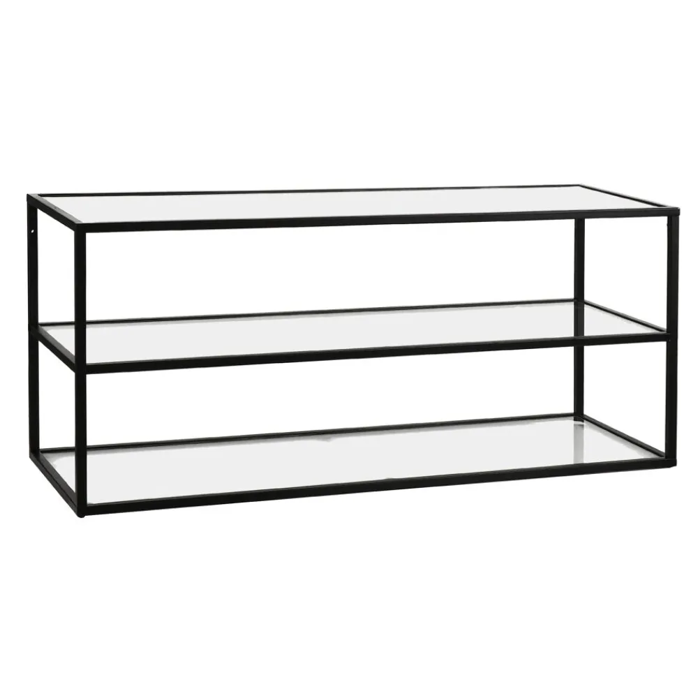 Pomax Étagères Murales | Étagères-ESZENTIAL - étagère - métal / verre - L 120 x W 30 x H 60 cm - noir