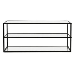 Pomax Étagères Murales | Étagères-ESZENTIAL - étagère - métal / verre - L 90 x W 30 x H 40 cm - noir