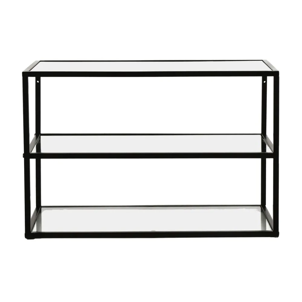 Pomax Étagères Murales | Étagères-ESZENTIAL - étagère - métal / verre - L 60 x W 30 x H 40 cm - noir
