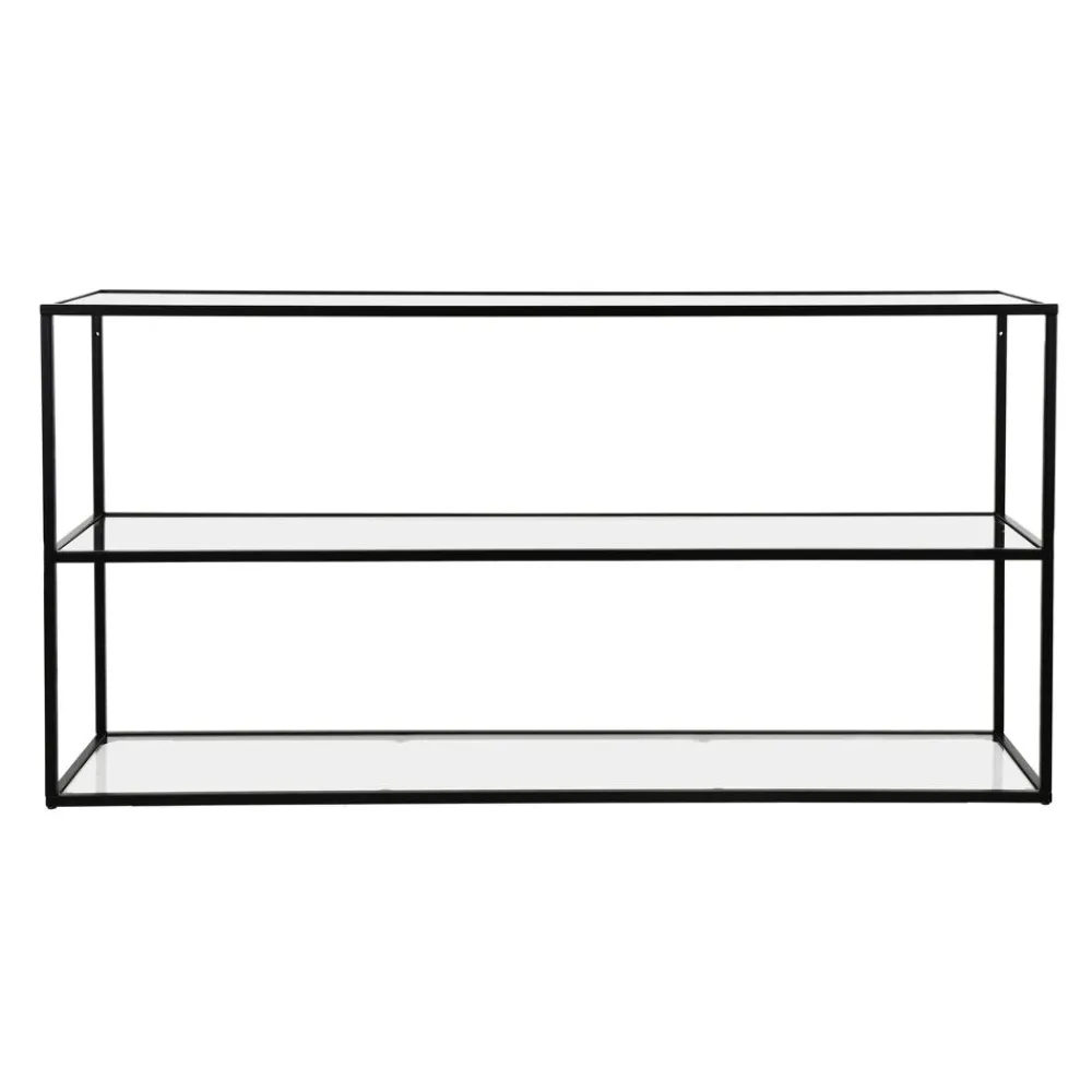 Pomax Étagères Murales | Étagères-ESZENTIAL - étagère - métal / verre - L 120 x W 30 x H 60 cm - noir