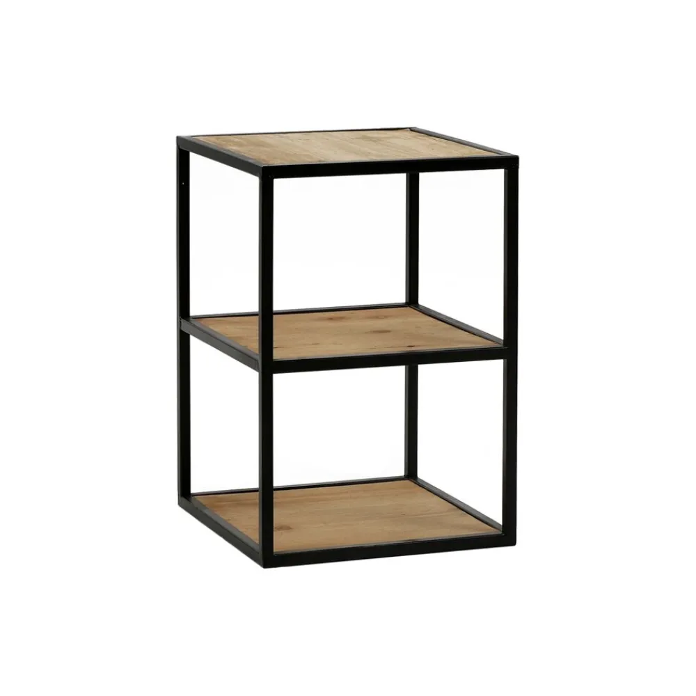 Pomax Étagères Murales | Étagères-ESZENTIAL - étagère/table d'appoint - bois - métal / bois - L 30 x W 30 x H 40 cm - naturel/noir