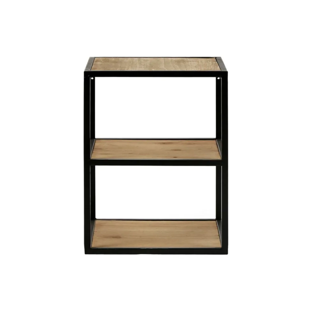 Pomax Étagères Murales | Étagères-ESZENTIAL - étagère/table d'appoint - bois - métal / bois - L 30 x W 30 x H 40 cm - naturel/noir