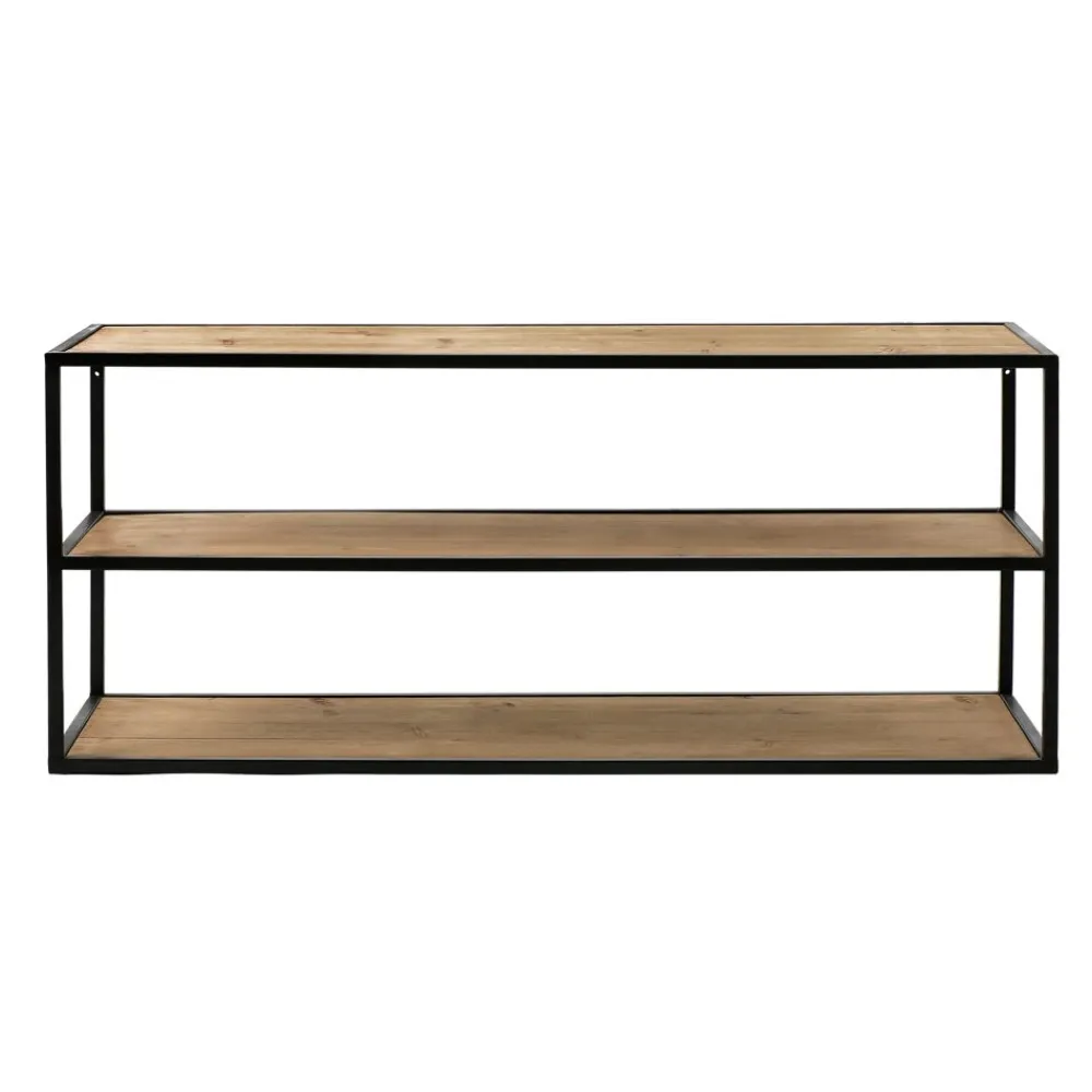 Pomax Étagères Murales | Étagères-ESZENTIAL - étagère/table d'appoint - métal / bois - L 120 x W 30 x H 60 cm - naturel/noir
