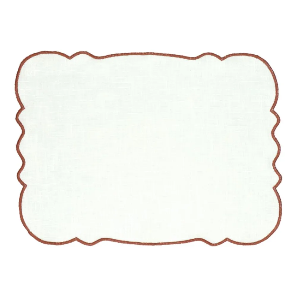 Pomax Linge De Table-FARFALLE - set de table - lin / coton - L 45 x W 35 cm - rouille