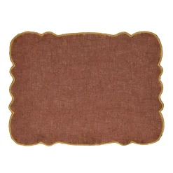 Pomax Linge De Table-FARFALLE - set de table - lin / coton - L 45 x W 35 cm - rouille