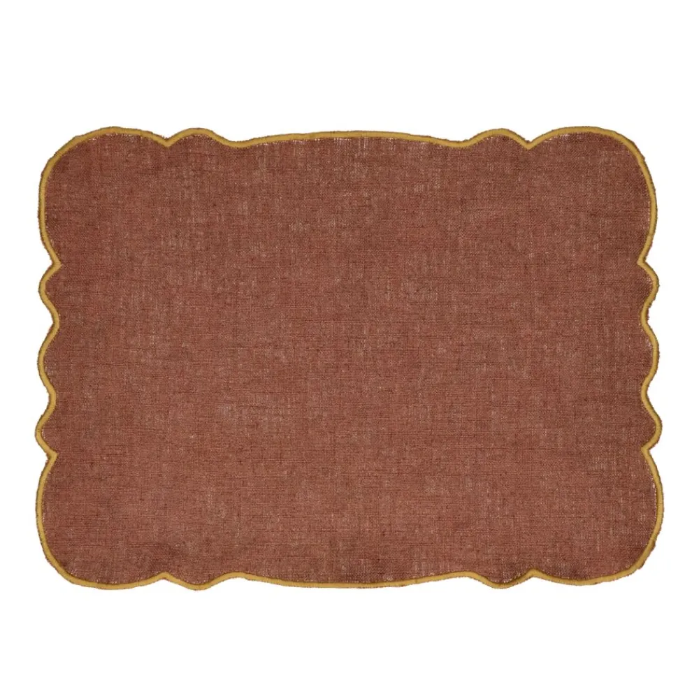 Pomax Linge De Table-FARFALLE - set de table - lin / coton - L 45 x W 35 cm - rouille