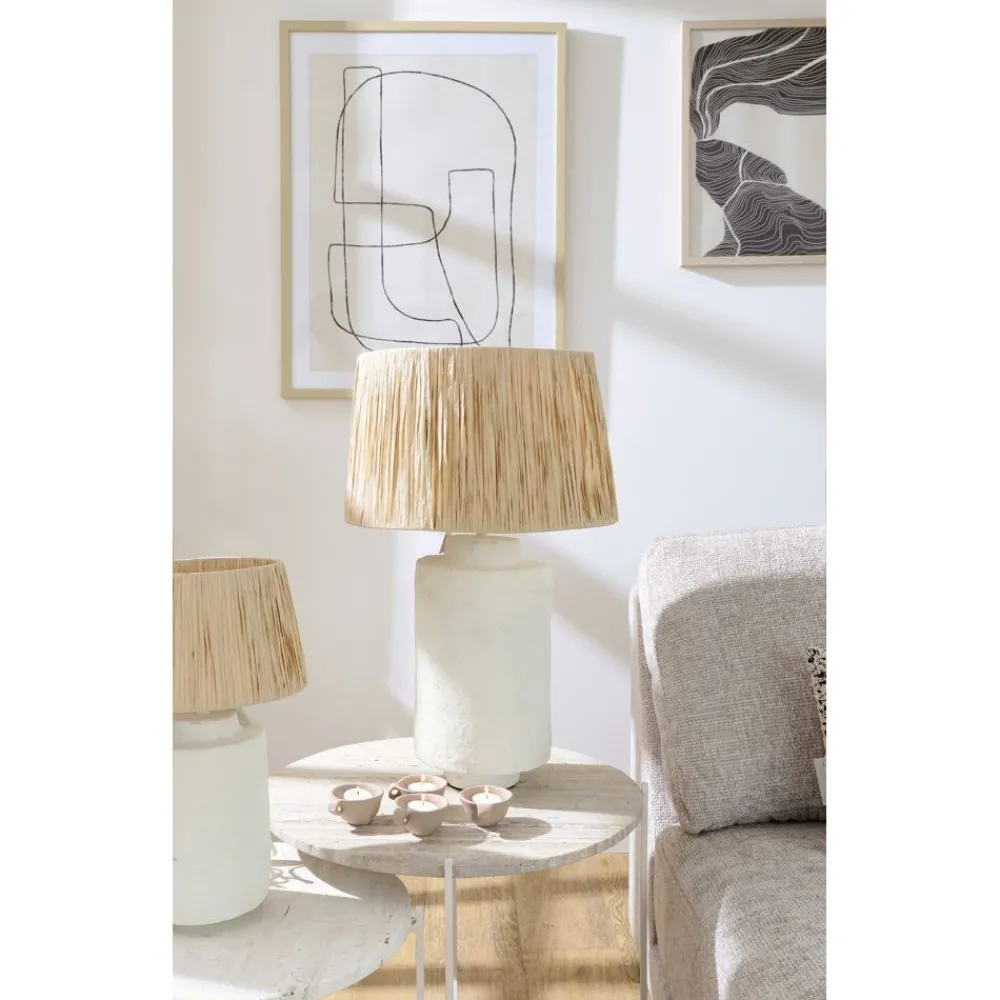 Pomax Lampes De Table-FELISA - lampe de table - papier mâché / métal - DIA 40 x H 62 cm - blanc