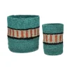 Pomax Paniers À Pain, Couverts Et Serviettes-FIESTA - set/2 paniers - jonc de mer - DIA 9/15 x H 15/18 cm - aqua