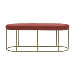 Pomax Bancs-FITZGERALD - banc oval - tissu / métal - L 107 x W 37 x H 43 cm - framboise