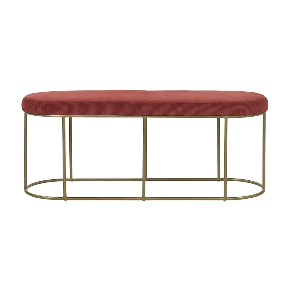 Pomax Bancs-FITZGERALD - banc oval - tissu / métal - L 107 x W 37 x H 43 cm - framboise