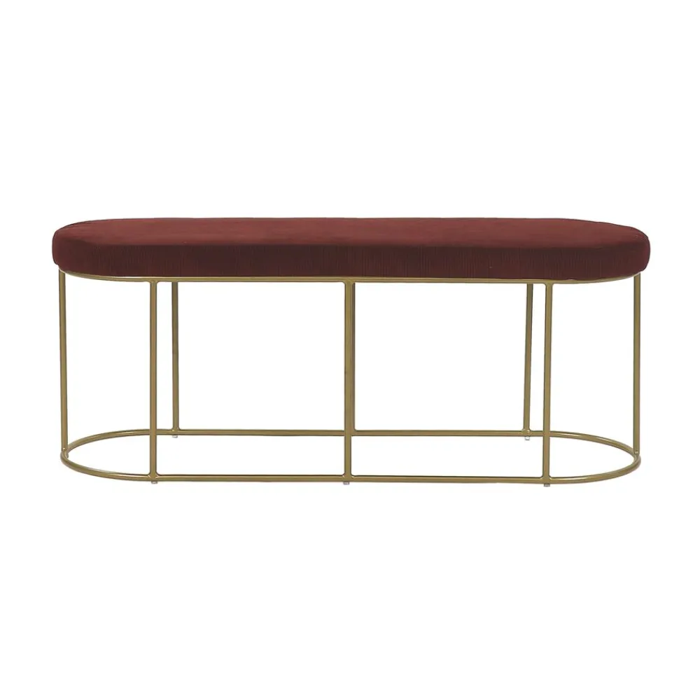 Pomax Bancs-FITZGERALD - banc oval - tissu / métal - L 107 x W 37 x H 43 cm - vin