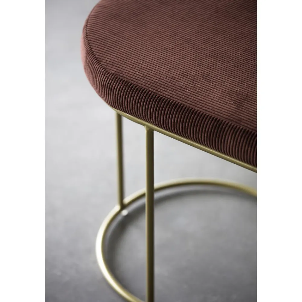 Pomax Bancs-FITZGERALD - banc oval - tissu / métal - L 107 x W 37 x H 43 cm - framboise