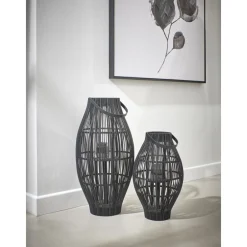 Pomax Tableau / Déco Murale-FLOR - toile avec cadre - canvas / bois - L 100 x W 4,3 x H 140 cm - noir