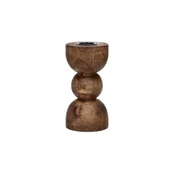 Pomax Chandeliers-FLORENCE - bougeoir - bois de frêne - DIA 6 x H 12 cm - noyer