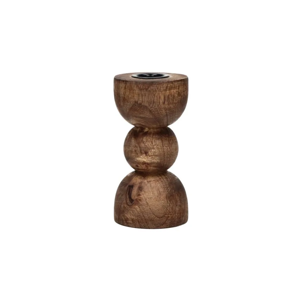 Pomax Chandeliers-FLORENCE - bougeoir - bois de frêne - DIA 6 x H 12 cm - noyer