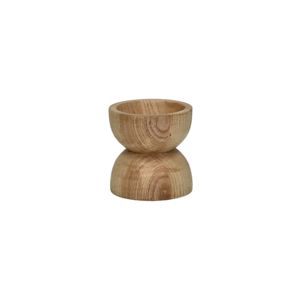 Pomax Chandeliers-FLORENCE - bougeoir - bois de frêne / fer - DIA 8 x H 8 cm - naturel