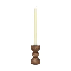 Pomax Chandeliers-FLORENCE - bougeoir - bois de frêne - DIA 6 x H 12 cm - noyer