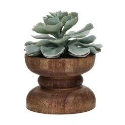 Pomax Chandeliers-FLORENCE - bougeoir - bois de frêne / fer - DIA 13 x H 10 cm - noyer