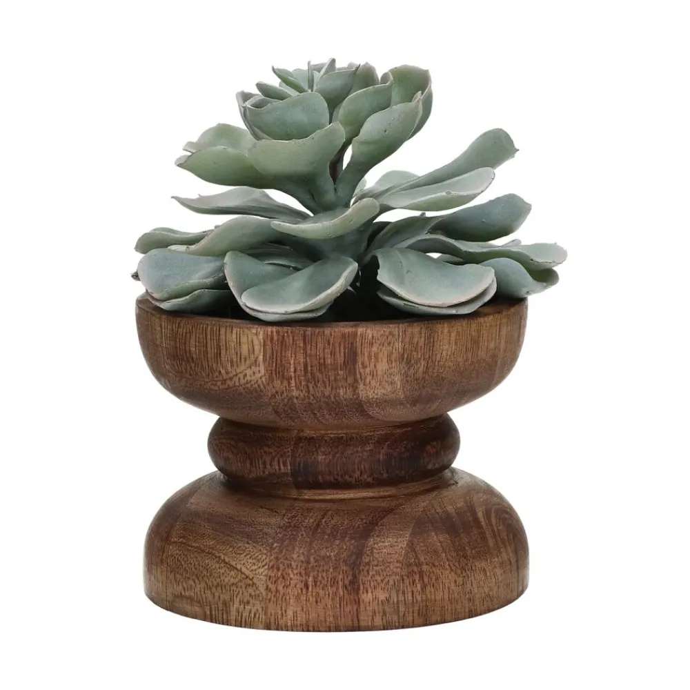 Pomax Chandeliers-FLORENCE - bougeoir - bois de frêne / fer - DIA 13 x H 10 cm - noyer