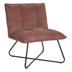Pomax Canapés-FORREST - chaise relax - tissu / métal - L 66 x W 68 x H 77 cm - poudre rose