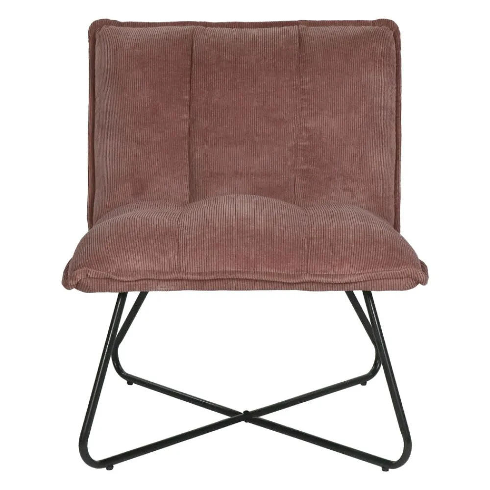 Pomax Canapés-FORREST - chaise relax - tissu / métal - L 66 x W 68 x H 77 cm - poudre rose