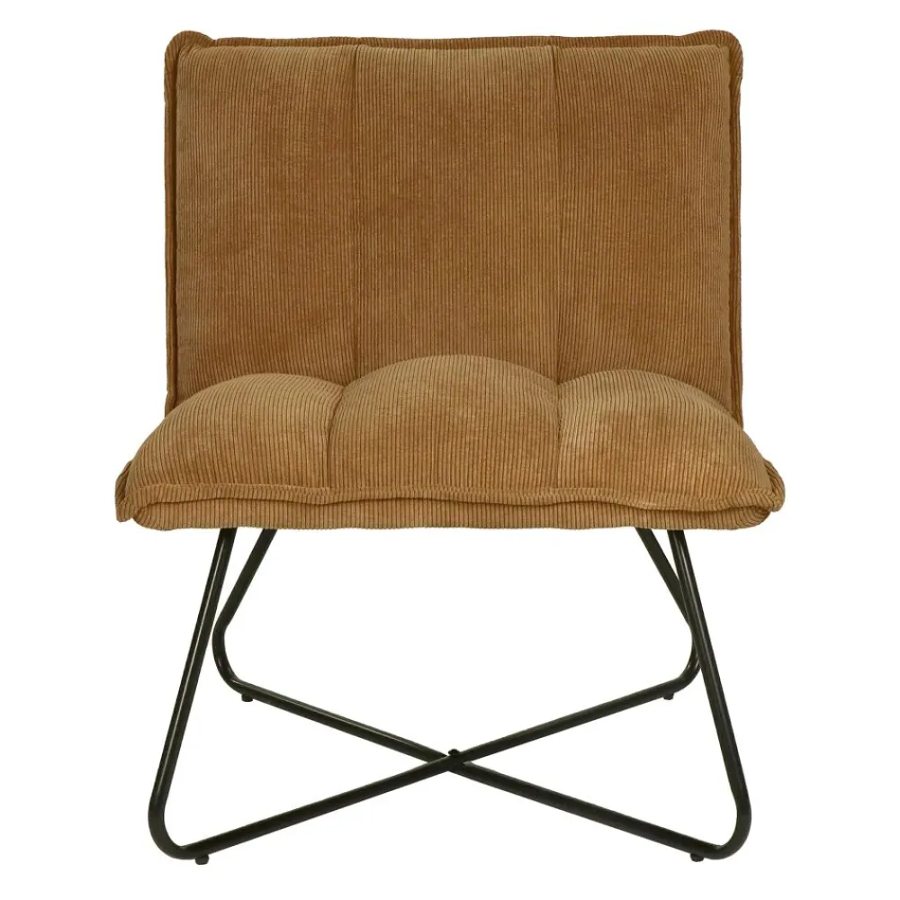 Pomax Canapés-FORREST - chaise relax - tissu / métal - L 66 x W 68 x H 77 cm - camel