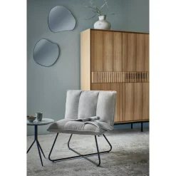 Pomax Canapés-FORREST - chaise relax - tissu / métal - L 66 x W 68 x H 77 cm - gris clair