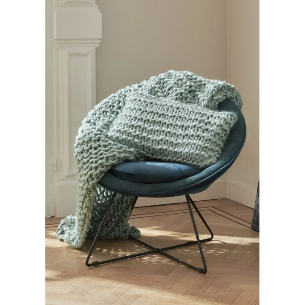 Pomax Canapés-GARBO - chaise relax - velours / métal - L 75 x W 67 x H 73 cm - teal