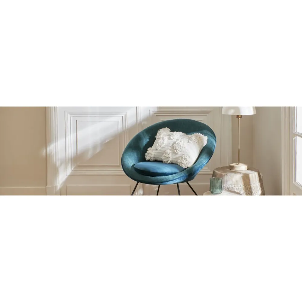 Pomax Canapés-GARBO - chaise relax - velours / métal - L 75 x W 67 x H 73 cm - teal
