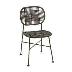 Pomax Chaises-GENEVA - chaise - rotin / métal - L 51,5 x W 43,5 x H 83 cm - noir