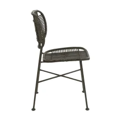 Pomax Chaises-GENEVA - chaise - rotin / métal - L 51,5 x W 43,5 x H 83 cm - noir
