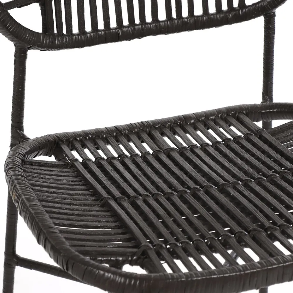 Pomax Chaises-GENEVA - chaise - rotin / métal - L 51,5 x W 43,5 x H 83 cm - noir