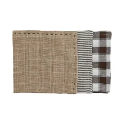 Pomax Linge De Table-GENOVA - set/3 serviettes - lin délavé - L 40 x W 40 cm - brun
