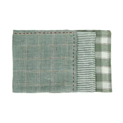 Pomax Linge De Table-GENOVA - set/3 serviettes - lin délavé - L 40 x W 40 cm - vert