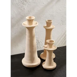 Pomax Chandeliers-GISÈLE - bougeoir - argile - DIA 7 x H 28 cm - ivoire