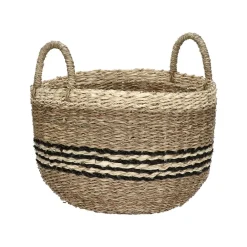 Pomax Bols & Paniers-GRACE - set/3 paniers - jonc de mer / feuille de palmier - DIA 27/30/33 x H 26/29/32 cm - mix de couleurs
