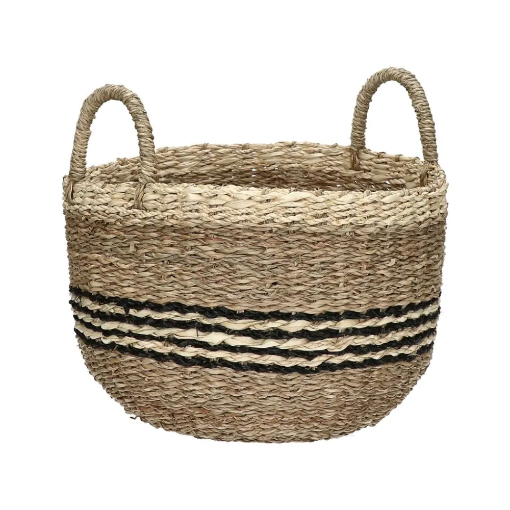 Pomax Bols & Paniers-GRACE - set/3 paniers - jonc de mer / feuille de palmier - DIA 27/30/33 x H 26/29/32 cm - mix de couleurs