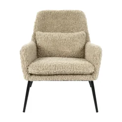Pomax Canapés-HAILEY - chaise relax - tissu / fer - L 66 x W 75 x H 77 cm - beige