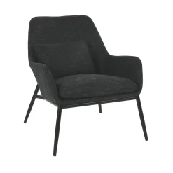 Pomax Canapés-HAILEY - fauteuil - tissu / métal - L 66 x W 75 x H 77 cm - anthracite