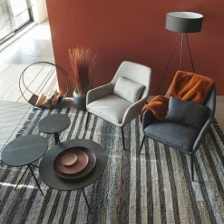 Pomax Canapés-HAILEY - fauteuil - tissu / métal - L 66 x W 75 x H 77 cm - anthracite