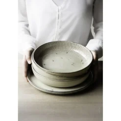 Pomax Vaisselle-HENRI - bol à pâtes - grès - DIA 23,5 x H 4,4 cm - gruau