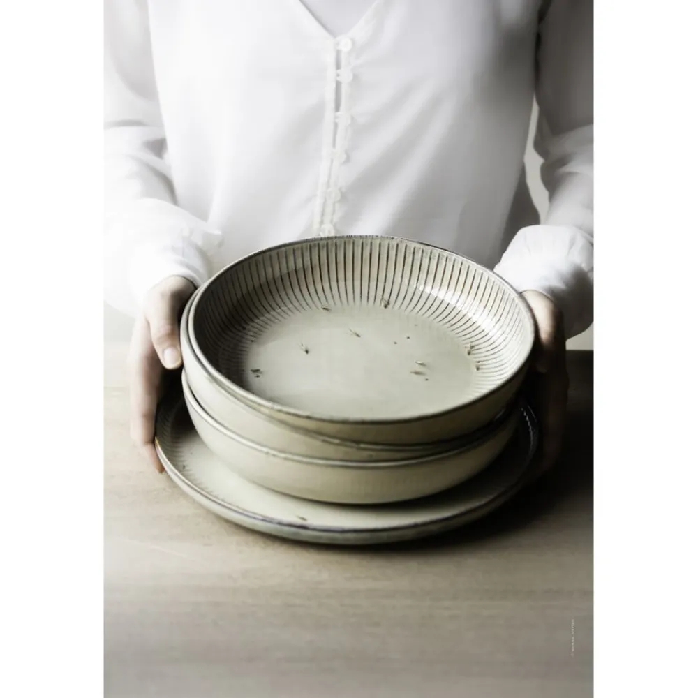 Pomax Vaisselle-HENRI - bol à pâtes - grès - DIA 23,5 x H 4,4 cm - gruau