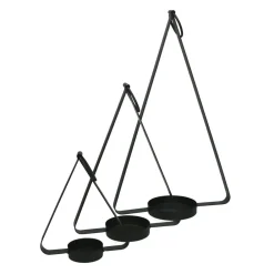 Pomax Chandeliers-HOLD ME - set/3 porte-bougies - métal - L 17/22/28 x W 7/9/11 x H 20/31/44 cm - noir