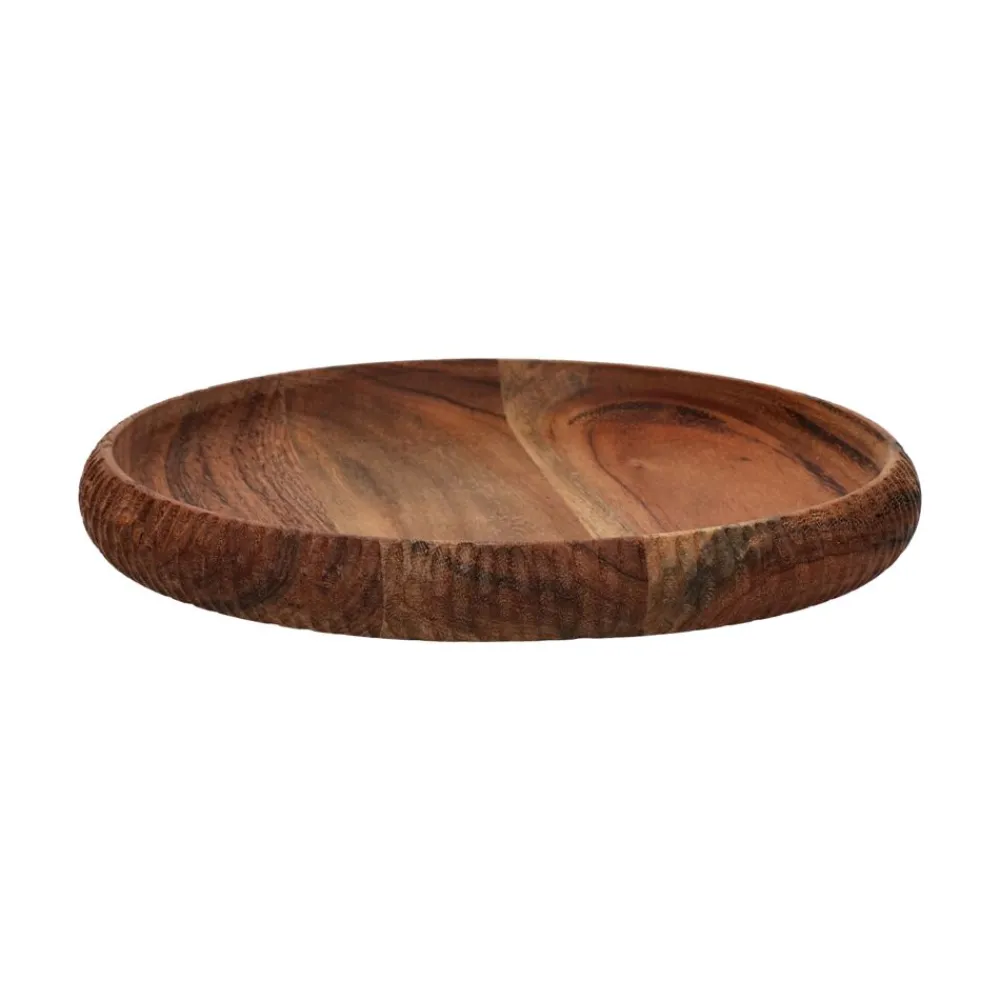 Pomax Saladiers / Plats À Servir-HOMMAGE - bol - bois d'acacia - DIA 22 x H 2,5 cm - noyer