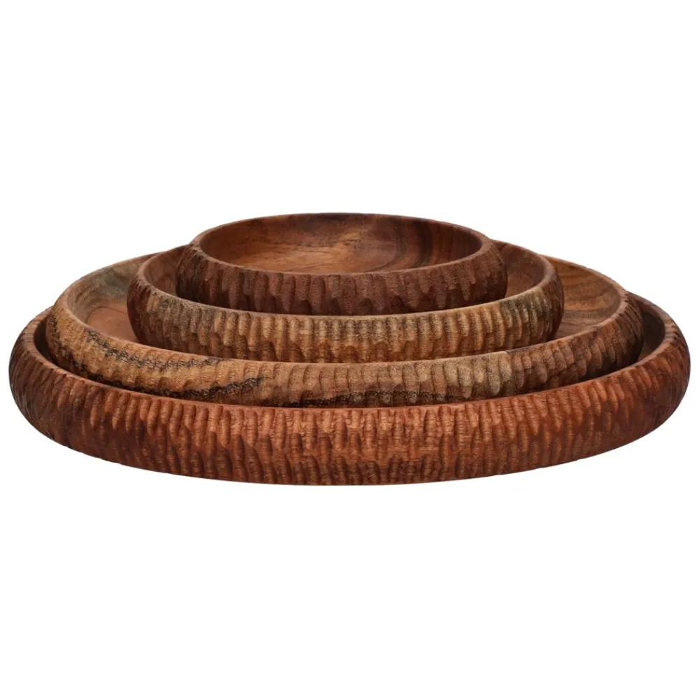Pomax Saladiers / Plats À Servir-HOMMAGE - bol - bois d'acacia - DIA 12 x H 2,5 cm - noyer