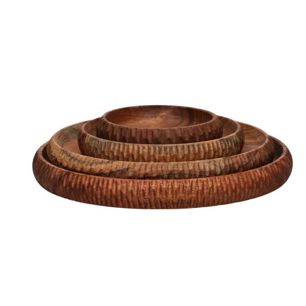 Pomax Saladiers / Plats À Servir-HOMMAGE - bol - bois d'acacia - DIA 22 x H 2,5 cm - noyer
