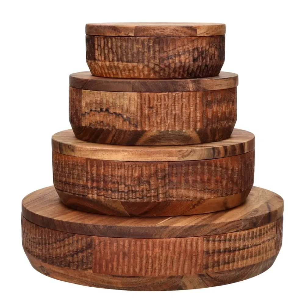 Pomax Saladiers / Plats À Servir-HOMMAGE - bol - bois d'acacia - DIA 27 x H 6 cm - noyer