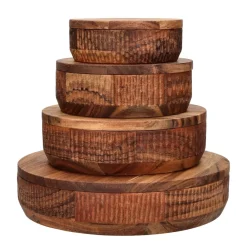 Pomax Saladiers / Plats À Servir-HOMMAGE - bol - bois d'acacia - DIA 21 x H 6 cm - noyer