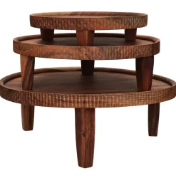 Pomax Plateaux-HOMMAGE - plateau - bois d'acacia - DIA 32 x H 10 cm - noyer